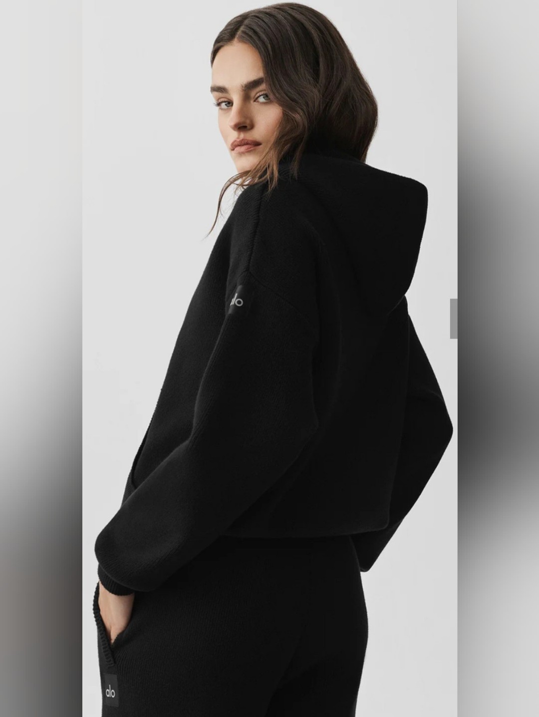 Alo Yoga Black Scholar Hooded Sweater Xl Knit Athleisure Hoodie